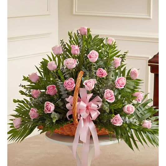 Pink Rose Fireside Basket - Funeral > For the Service