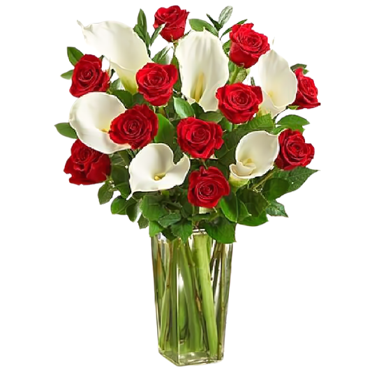 Red Rose & Calla Lily Bouquet - Birthdays