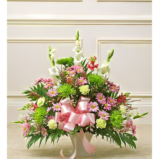 Heartfelt Tribute Pastel Floor Basket Arrangement - Funeral > For the Service