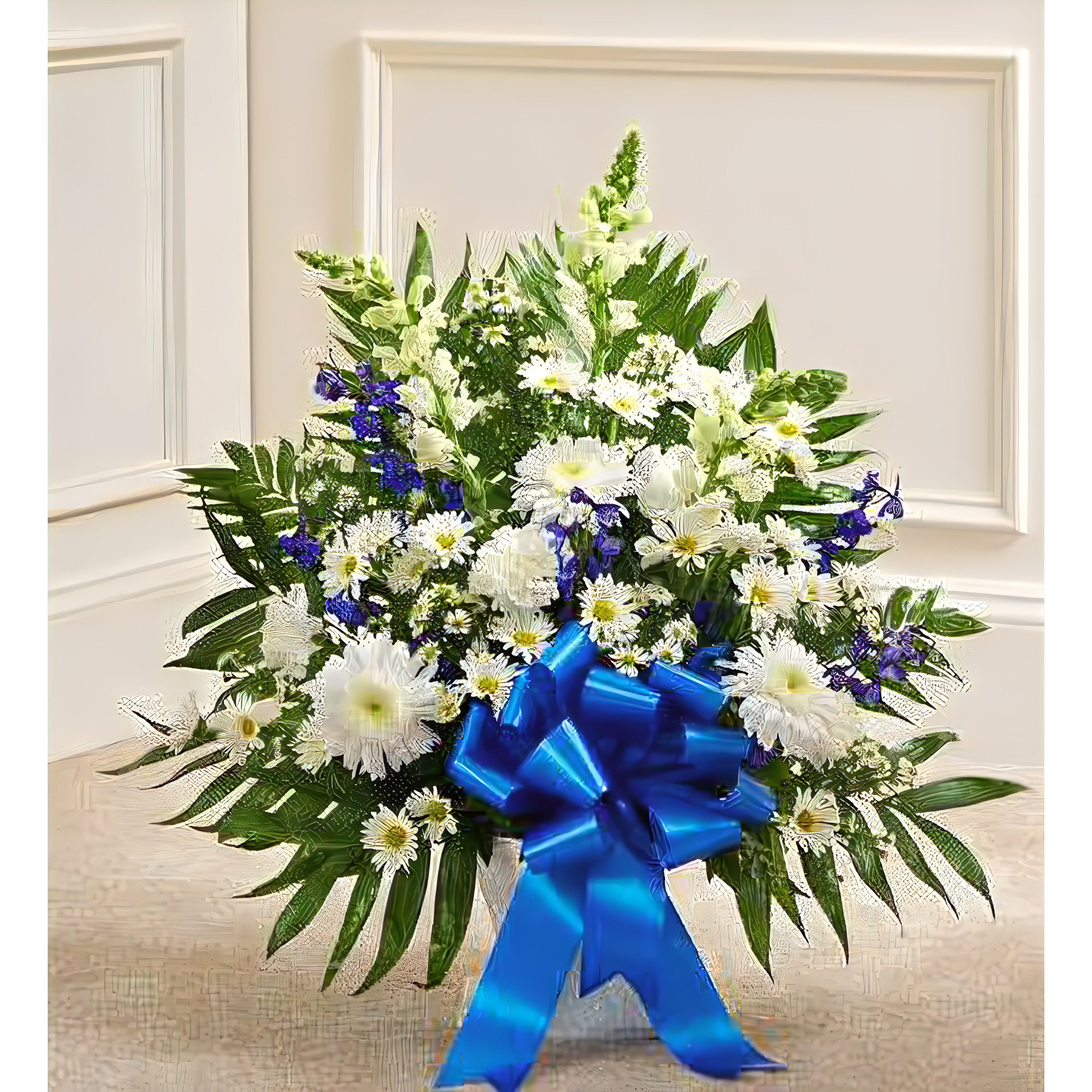Tribute Blue & White Floor Basket Arrangement - Funeral > For the Service