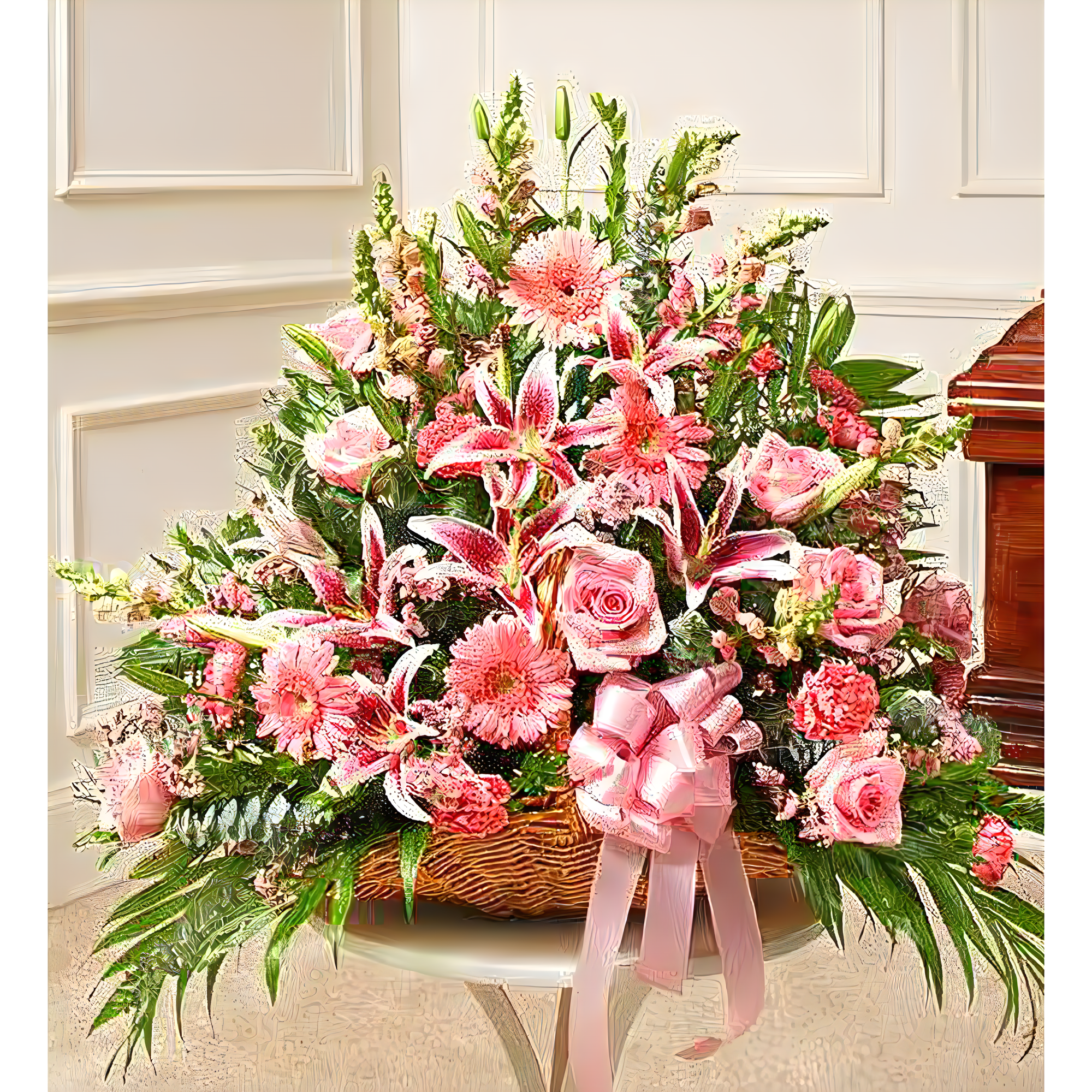 Thoughts and Prayers Fireside Basket - Pink - Funeral > For the Service