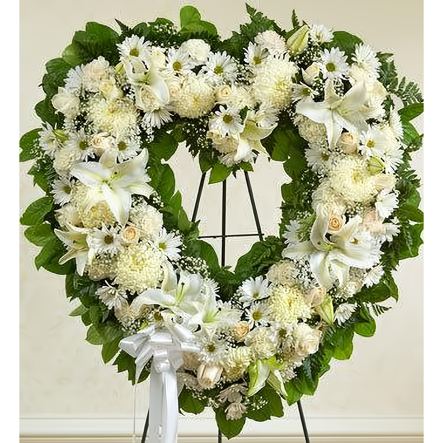 Always Remember White Floral Heart Tribute - Funeral > Hearts
