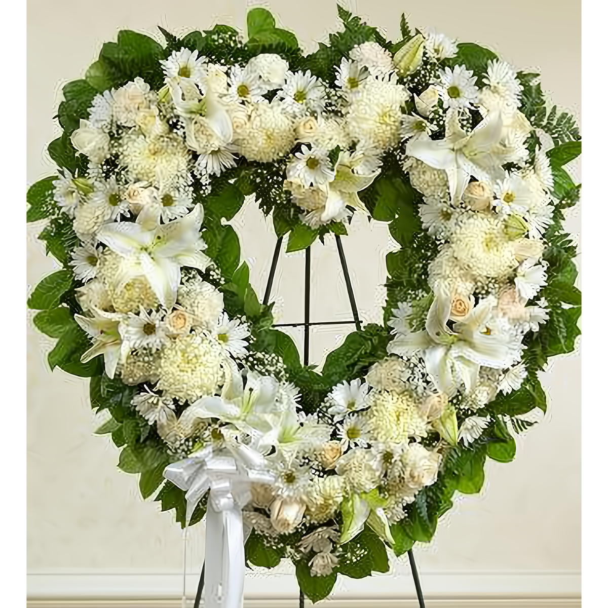 Always Remember White Floral Heart Tribute - Funeral &gt; Hearts
