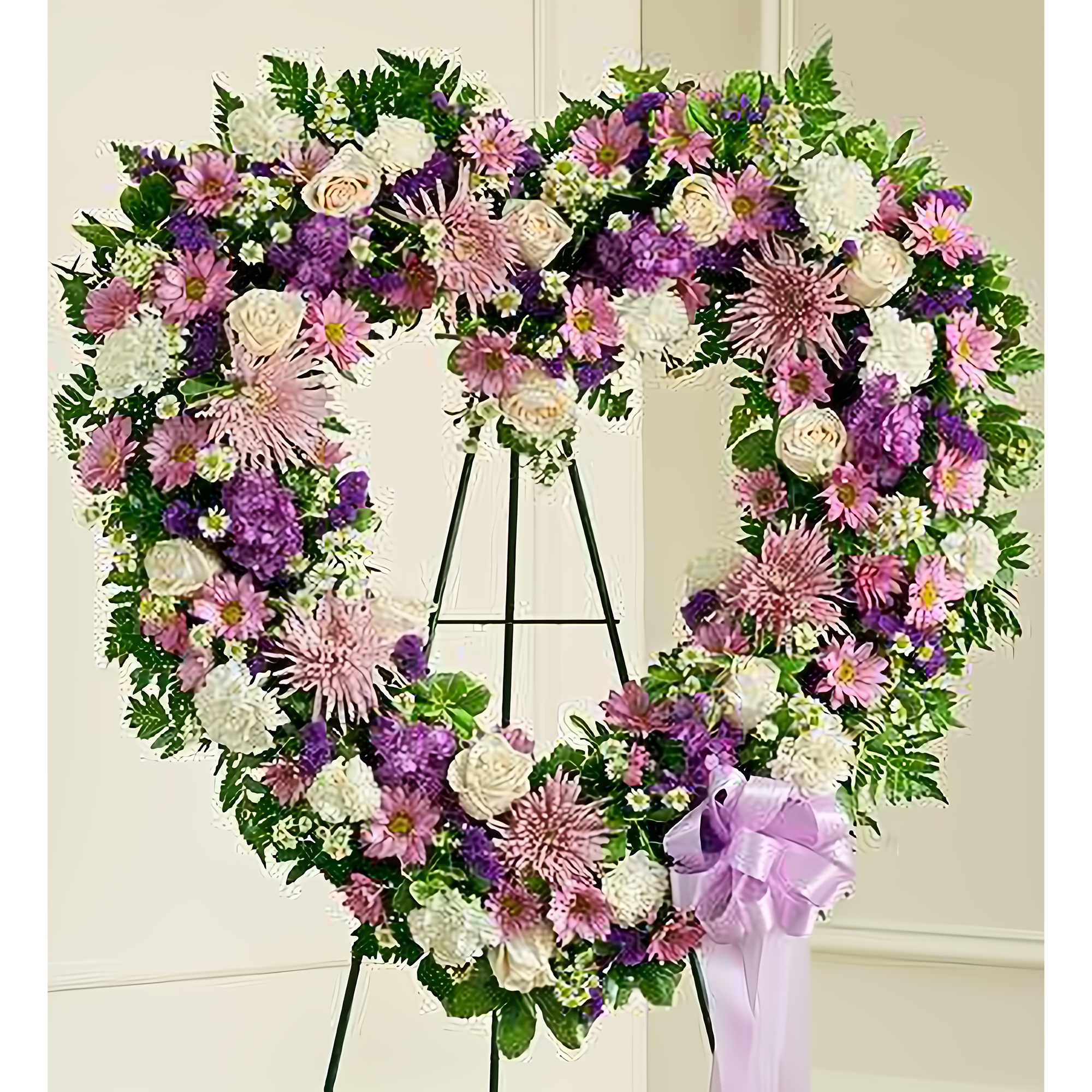 Always Remember Lavender Floral Heart Tribute - Funeral > Hearts