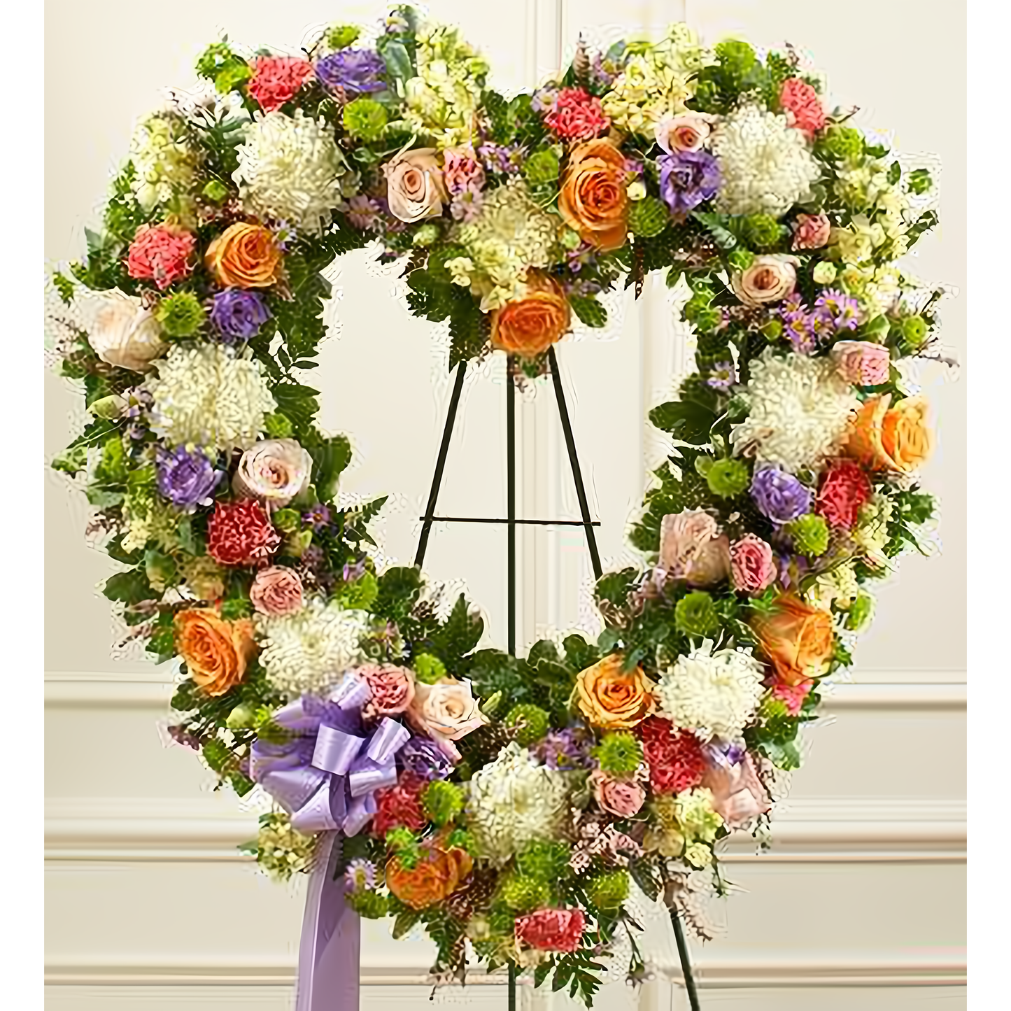 Always Remember Pastel Floral Heart Tribute - Funeral > Hearts