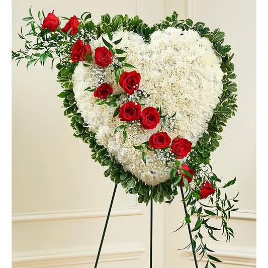 Always in My Heart Floral Heart - Red - Funeral > Hearts