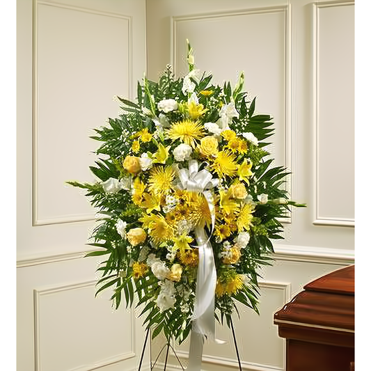 Deepest Sympathies Yellow Standing Spray - Funeral > Standing Sprays