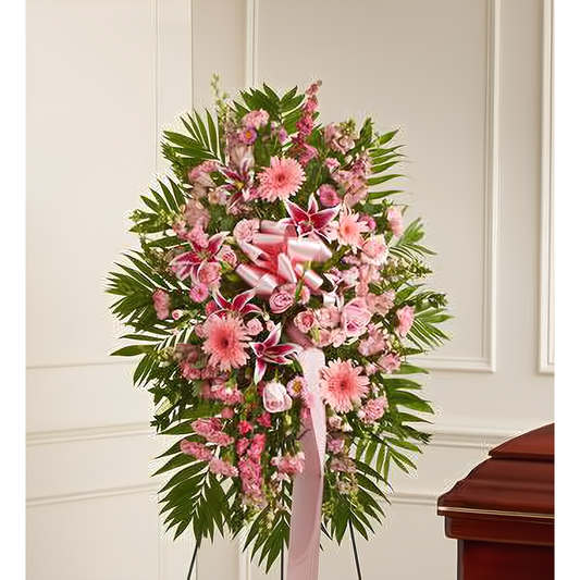 Deepest Sympathies Standing Spray - Pink - Funeral > Standing Sprays