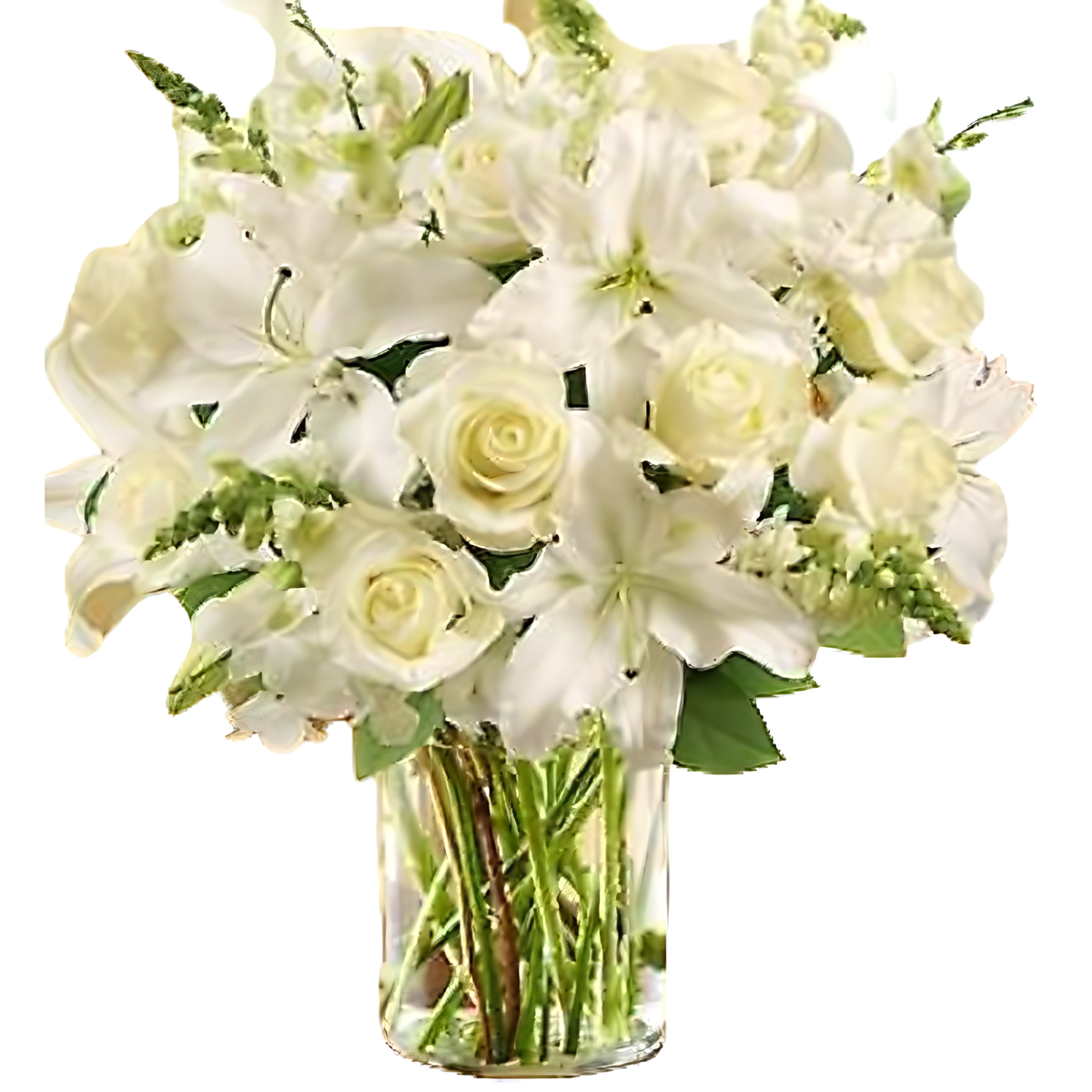Classic All White Arrangement for Sympathy - Funeral &gt; Vase Arrangements