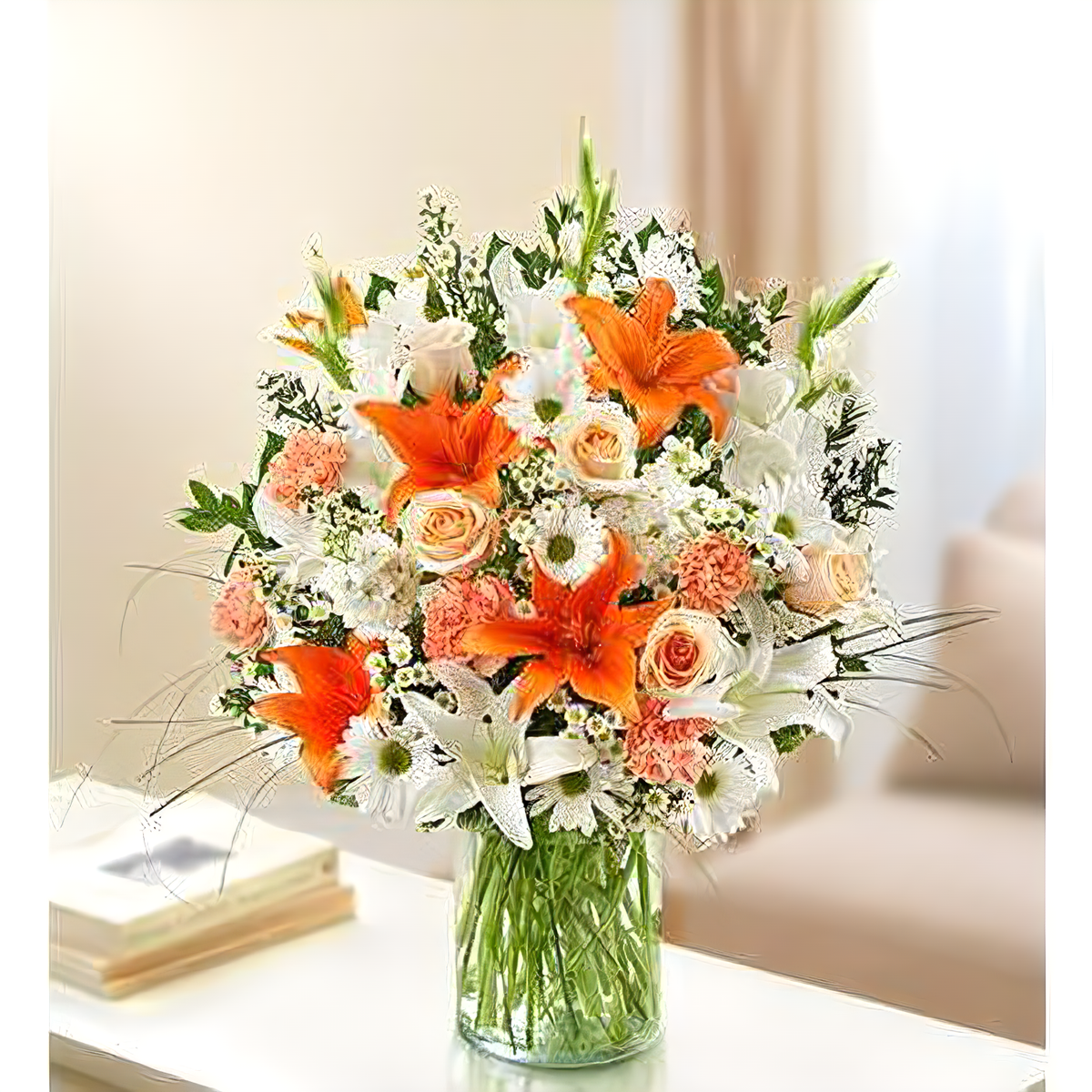 Sincerest Sorrow - Peach, Orange and White - Funeral &gt; Vase Arrangements