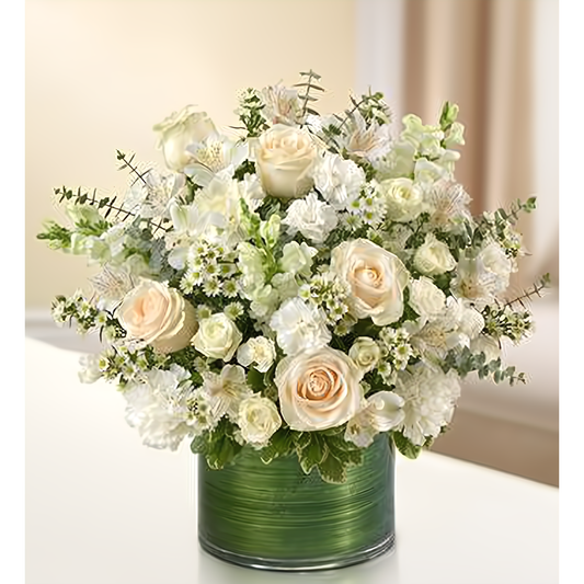 Cherished Memories - All White - Funeral > Vase Arrangements