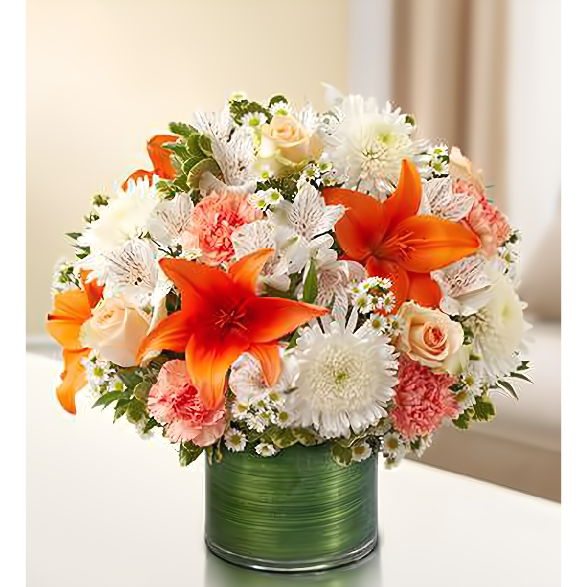 Cherished Memories - Peach, Orange and White - Funeral &gt; Vase Arrangements
