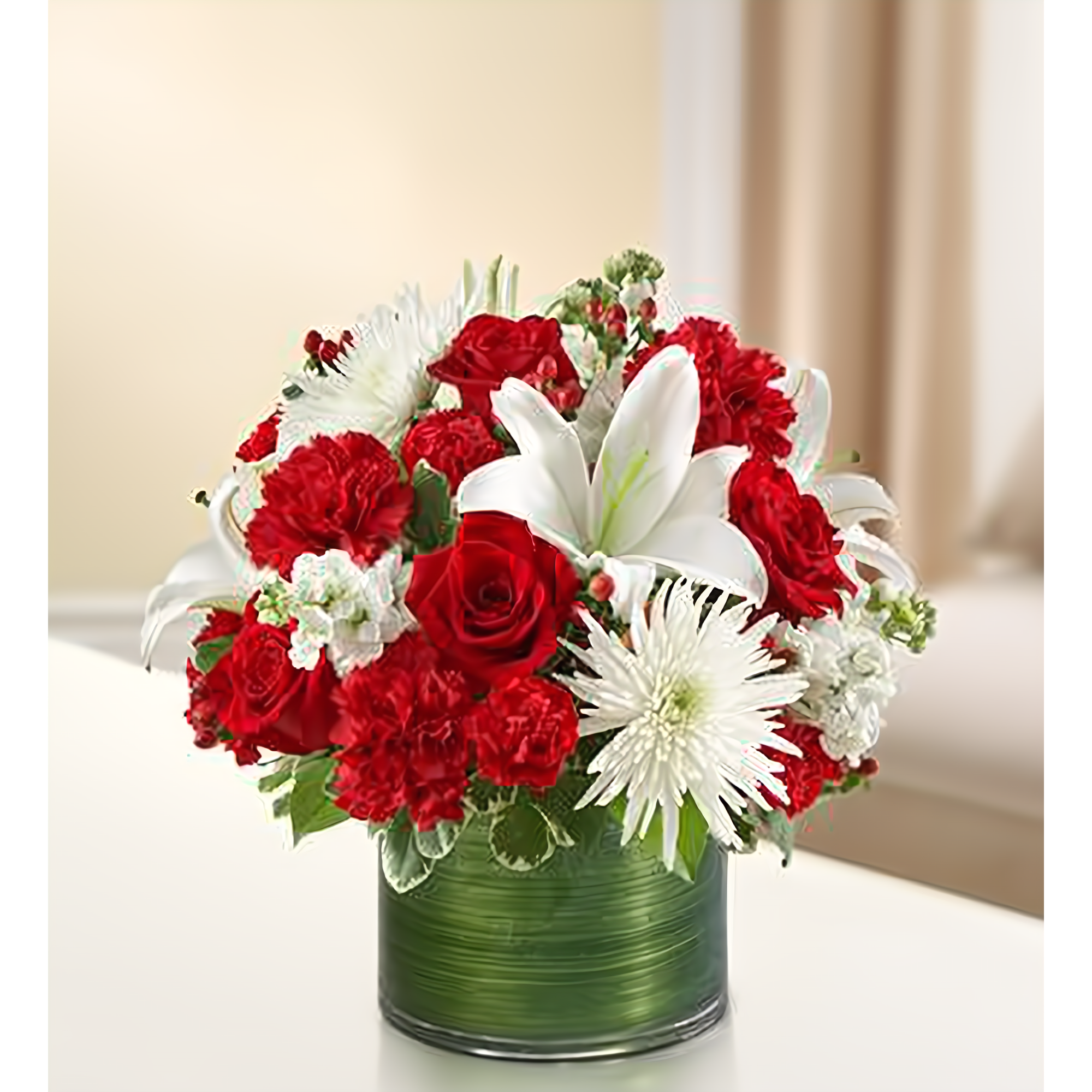 Cherished Memories - Red and White - Funeral > Vase Arrangements