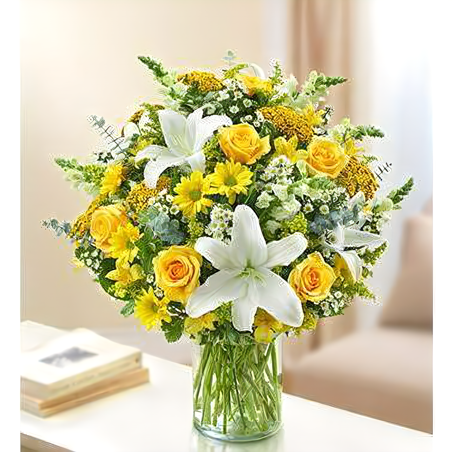 Sincerest Sorrow - Yellow and White - Funeral > Vase Arrangements