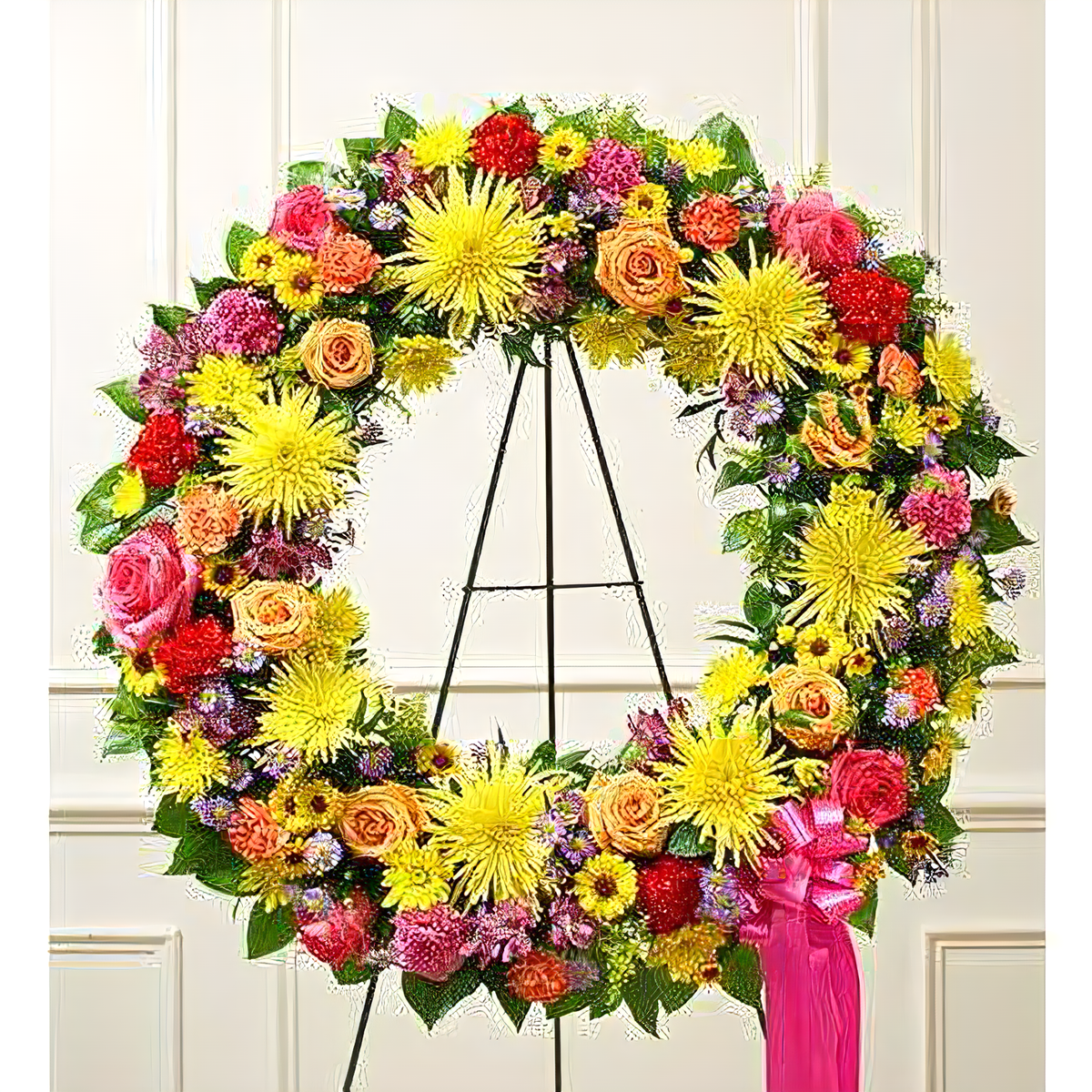Serene Blessings Bright Standing Wreath - Funeral &gt; Wreaths