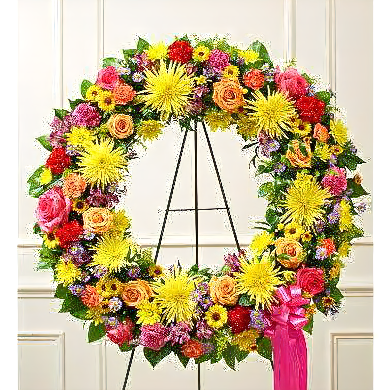 Serene Blessings Bright Standing Wreath - Funeral > Wreaths