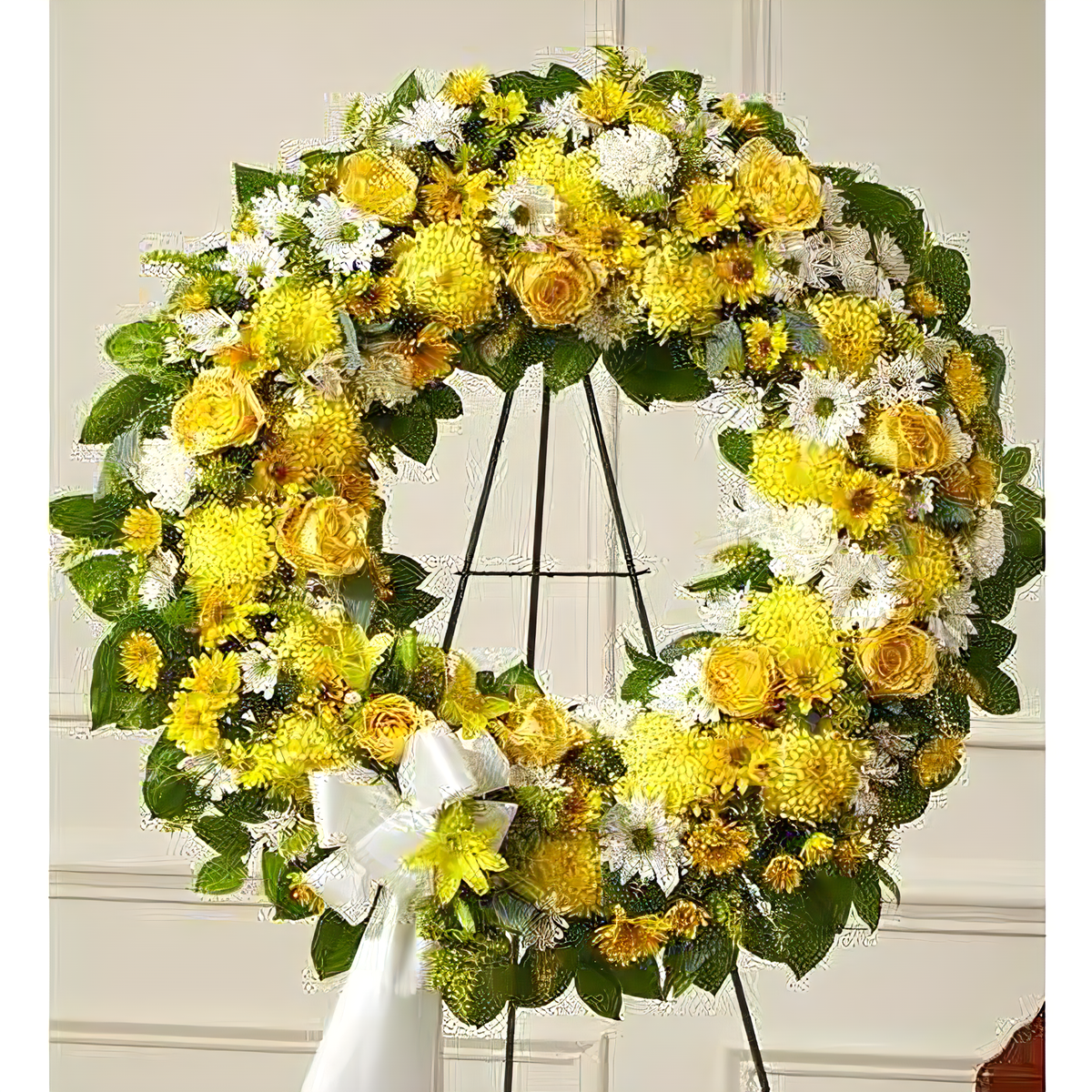 Serene Blessings Yellow Standing Wreath - Funeral &gt; Wreaths
