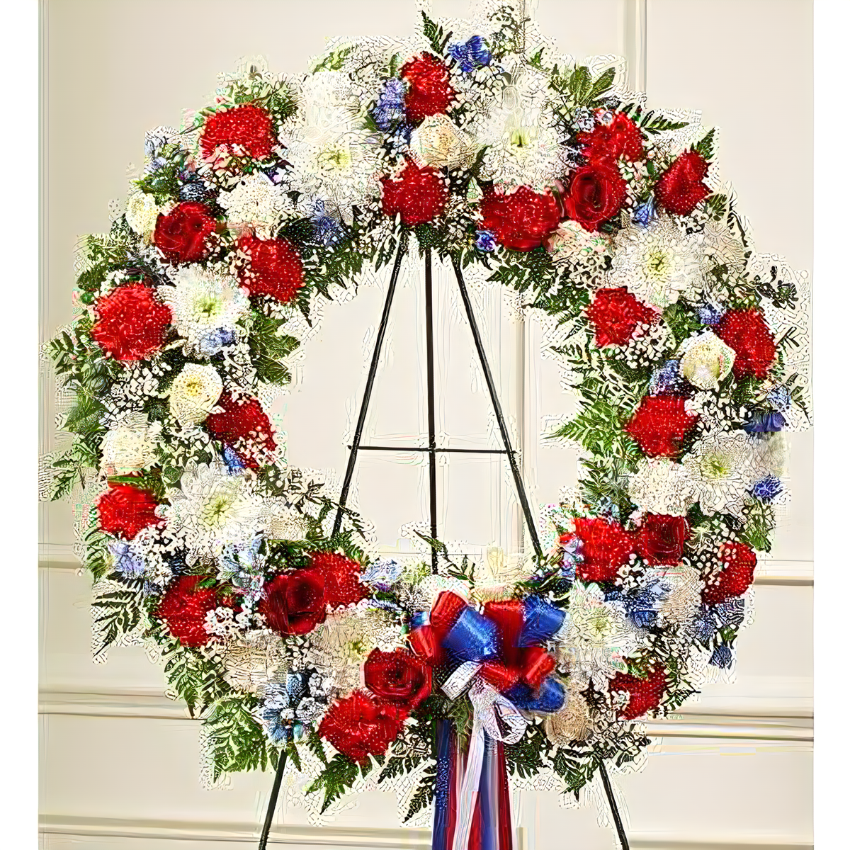 Serene Blessings Red, White &amp; Blue Standing Wreath - Funeral &gt; Wreaths
