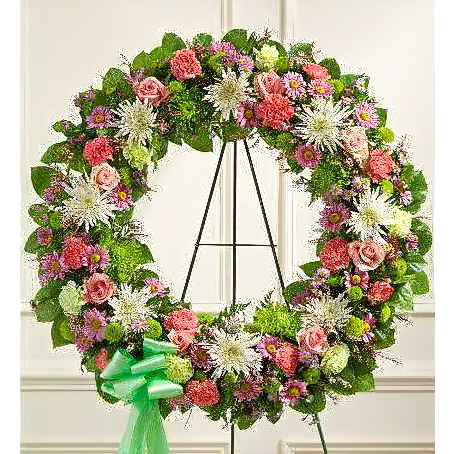 Serene Blessings Pastel Standing Wreath - Funeral > Wreaths
