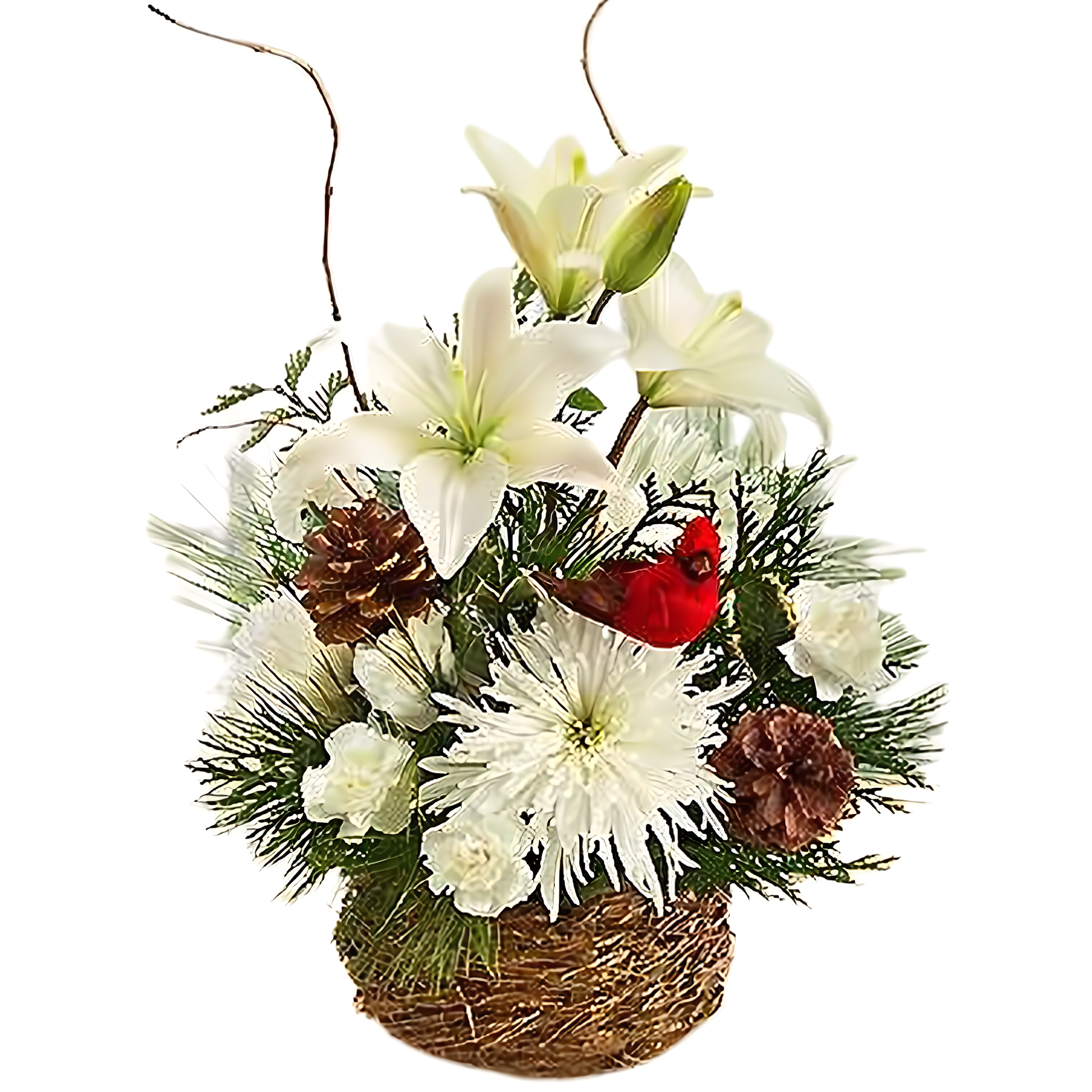 Wintertime Bird's Nest of Flowers - Holiday Collection