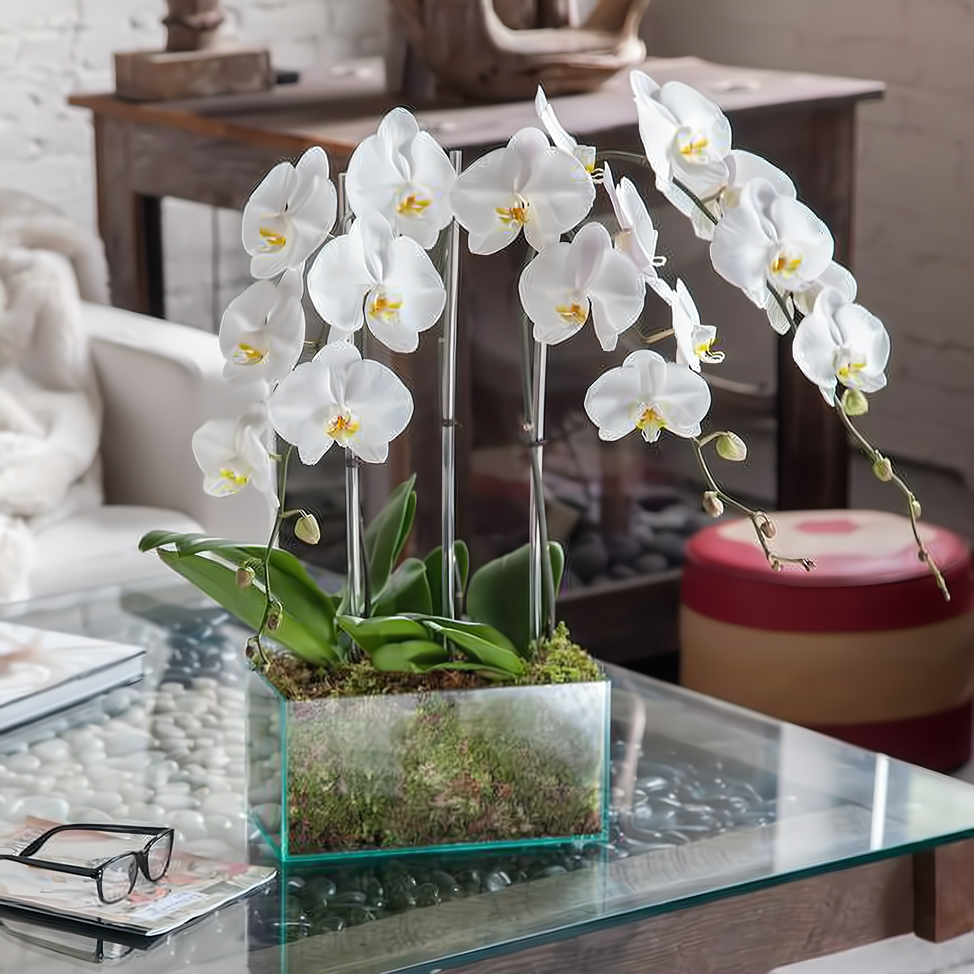 Four White Phalaenopsis Orchid - Plants