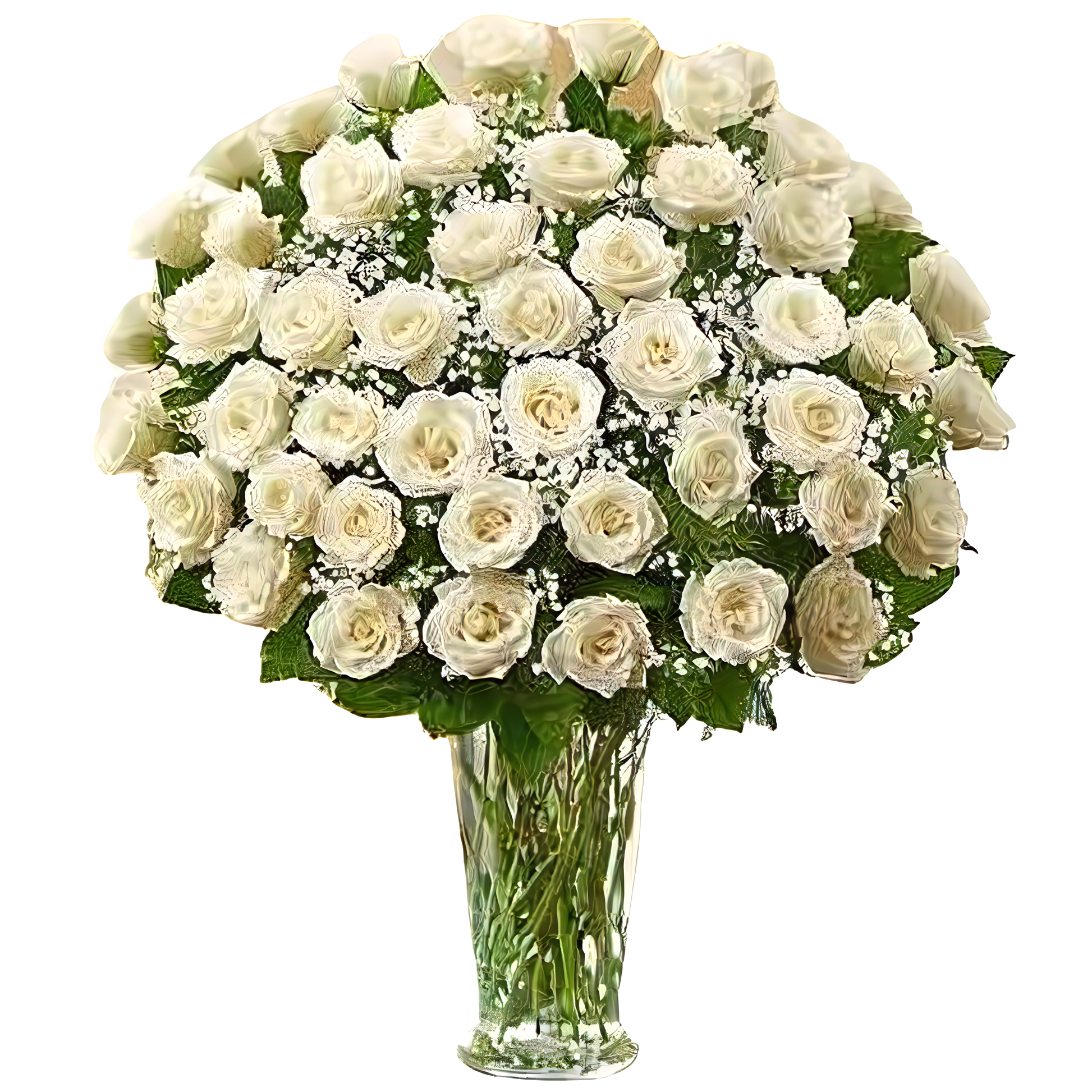 Premium Long Stem - 48 White Roses - Roses