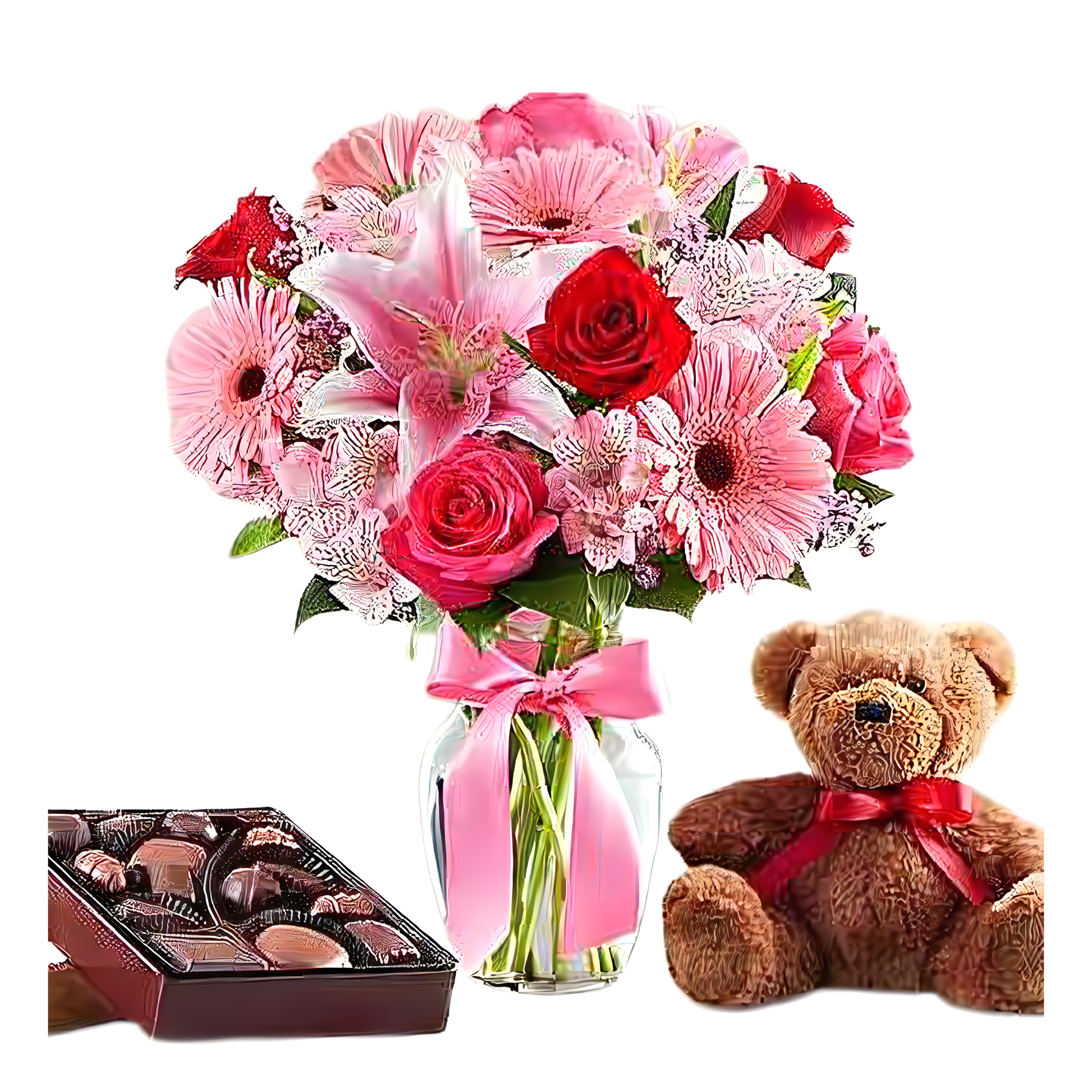 My Valentine's Love With Teddy Bear & Chocolates - Valentine's Day