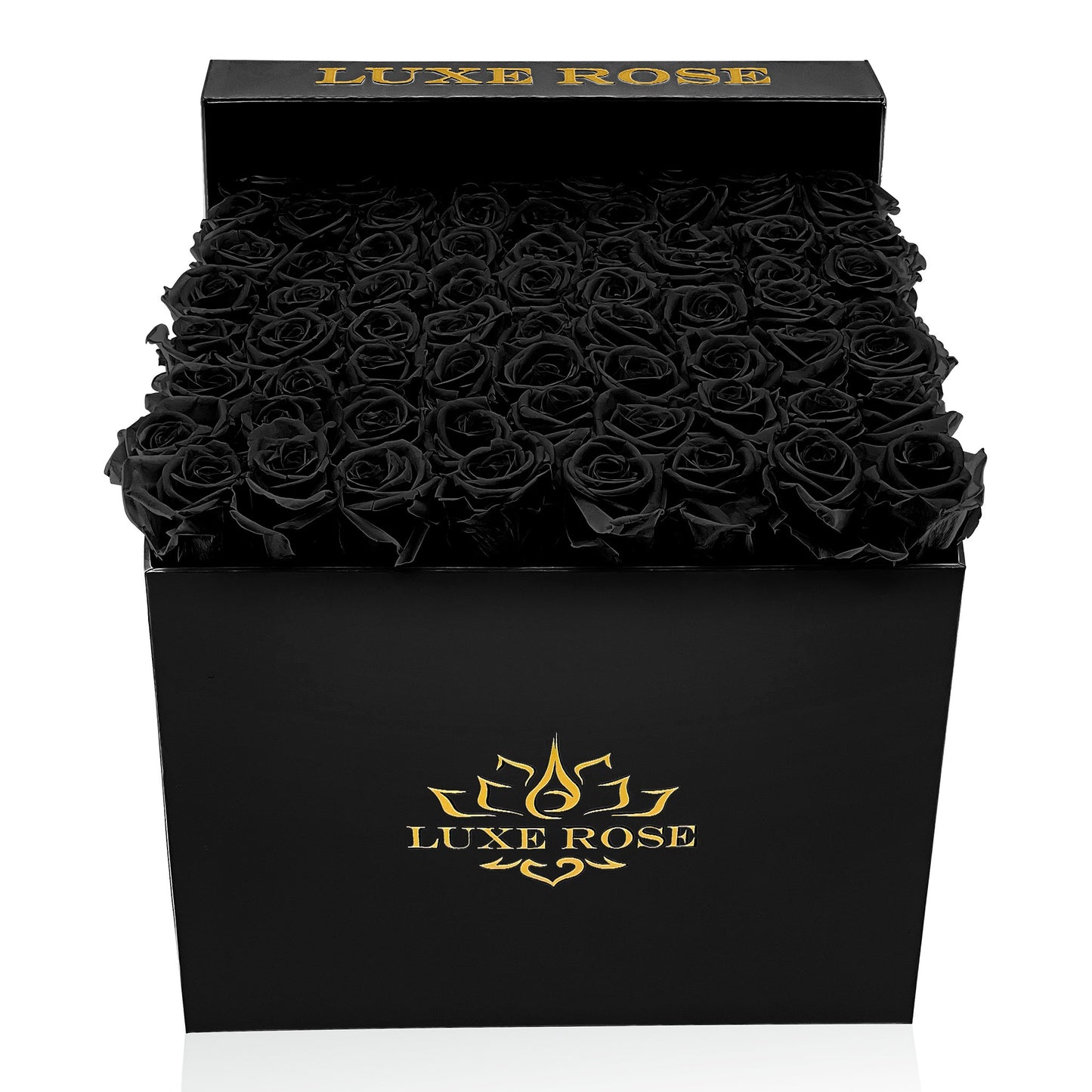 Preserved Roses Large Box | Black - Black - Roses