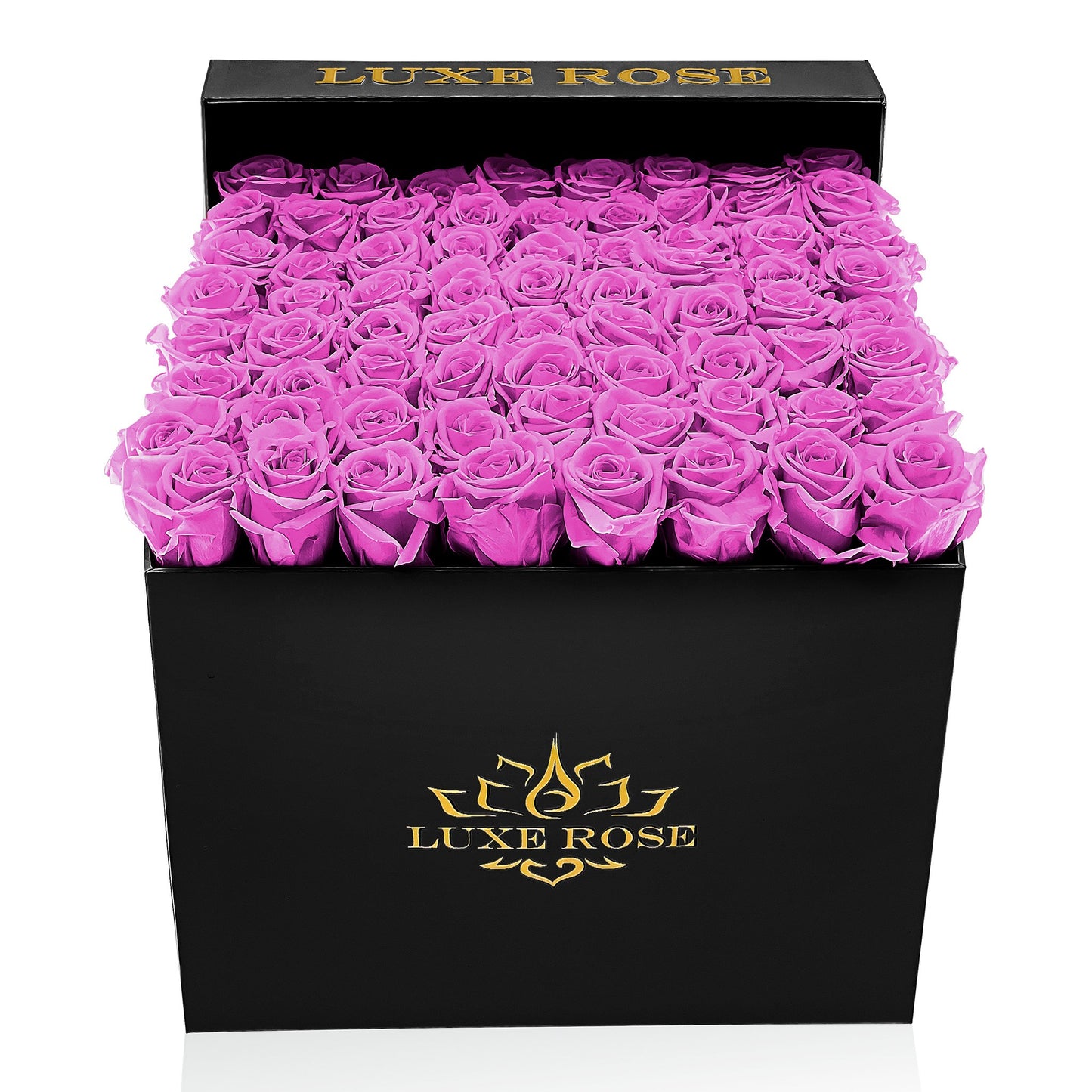 Preserved Roses Large Box | Hot Pink - Black - Roses
