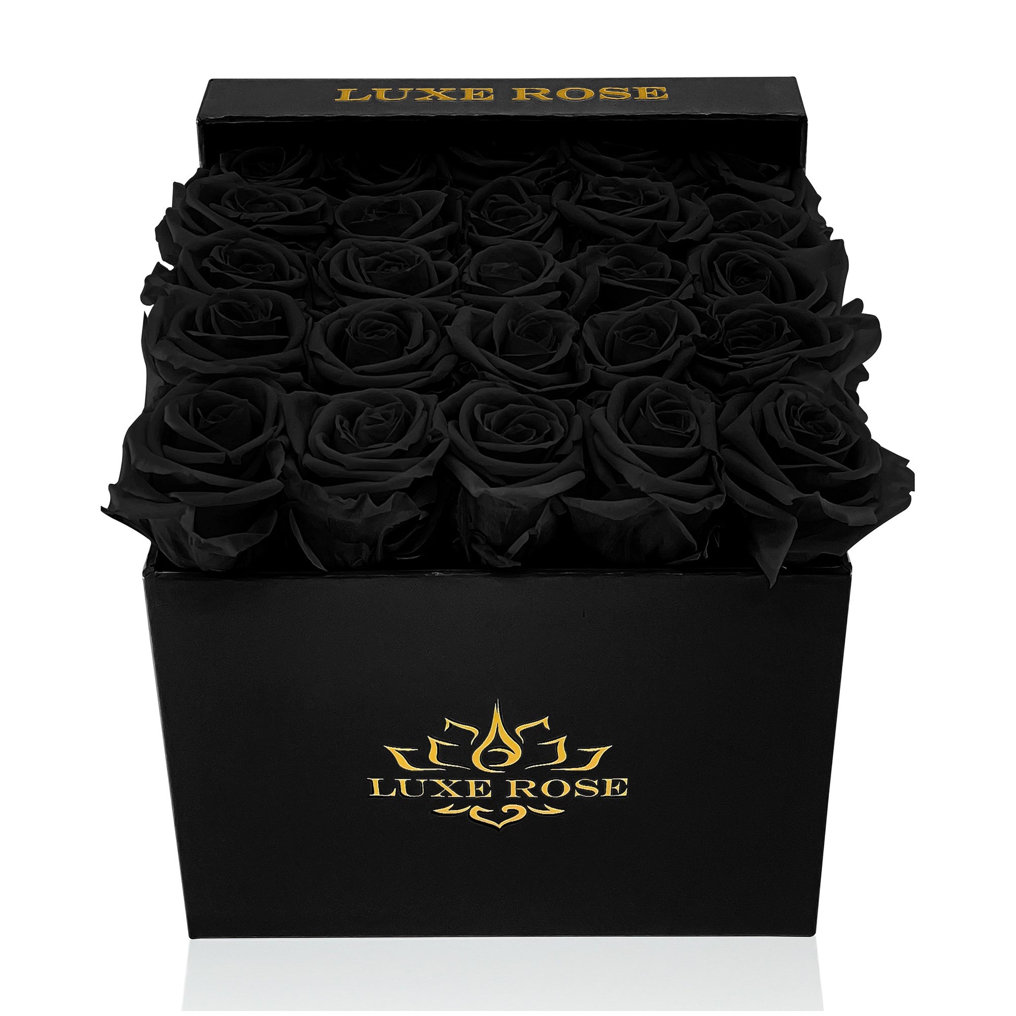 Preserved Roses Small Box | Black - White - Roses
