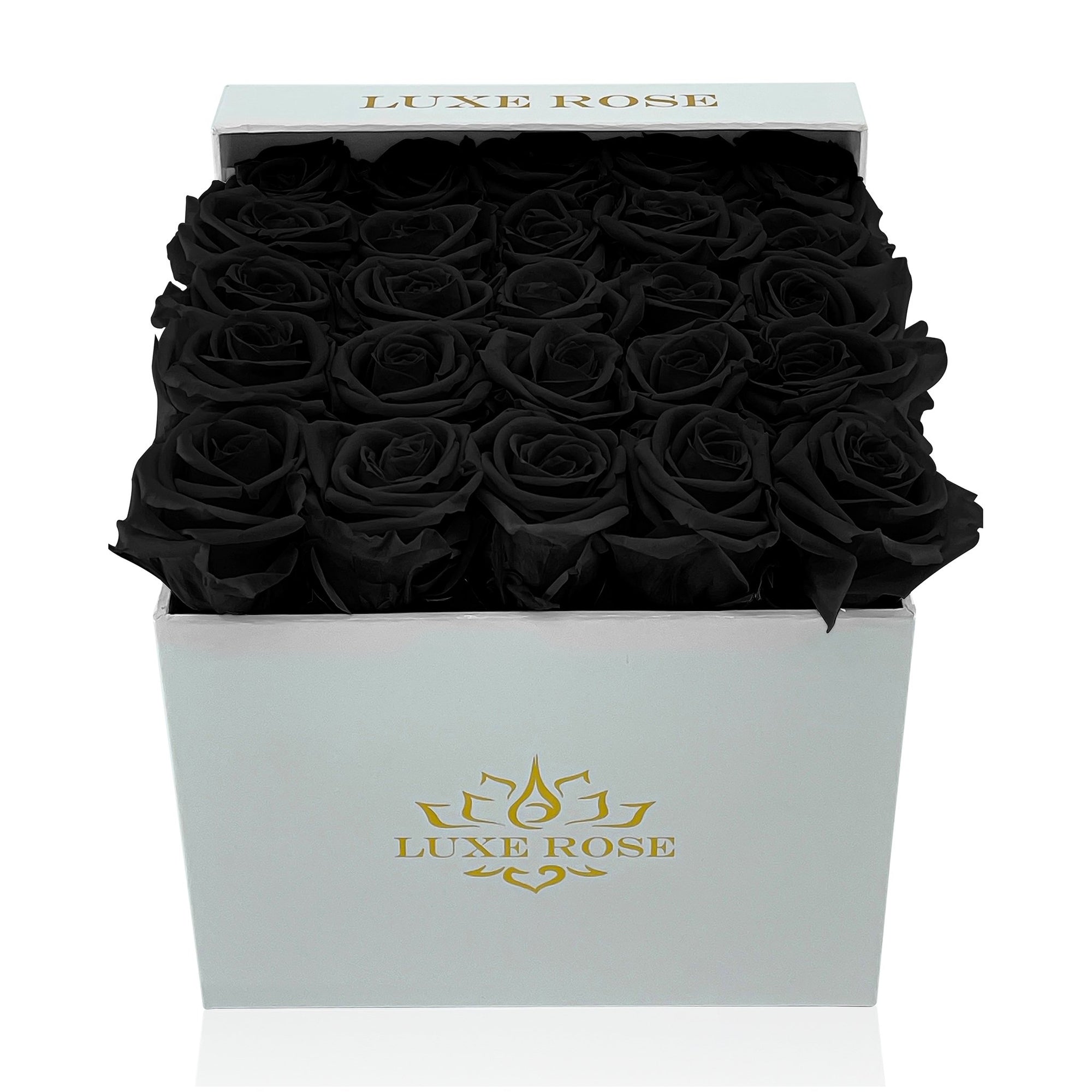 Preserved Roses Small Box | Black - White - Roses