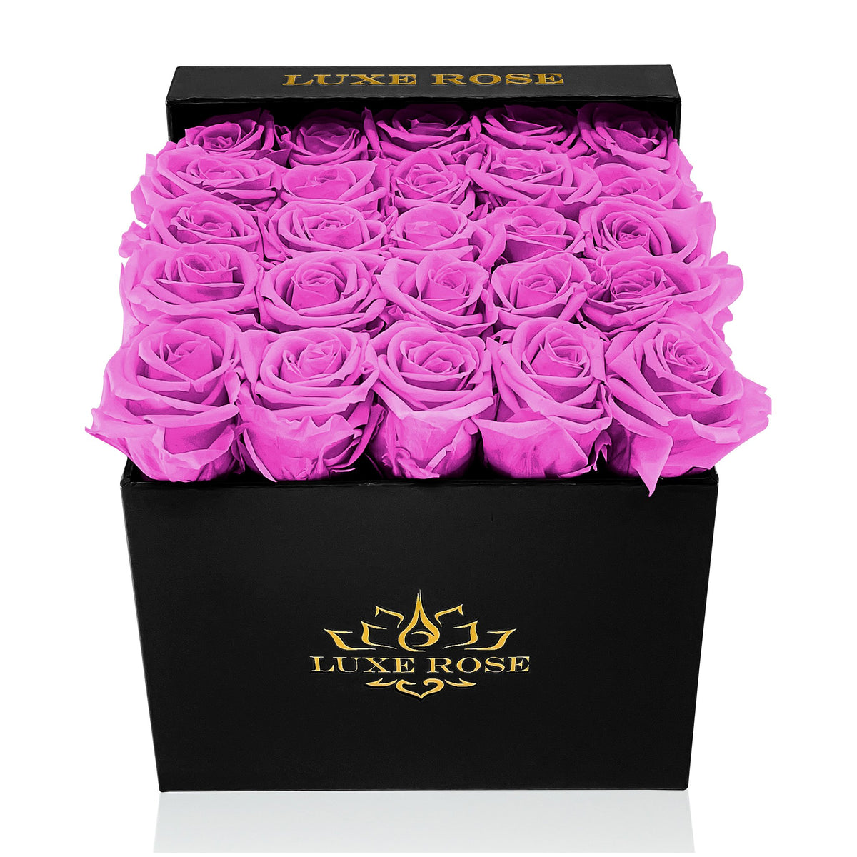 Preserved Roses Small Box | Hot Pink - Black - Roses