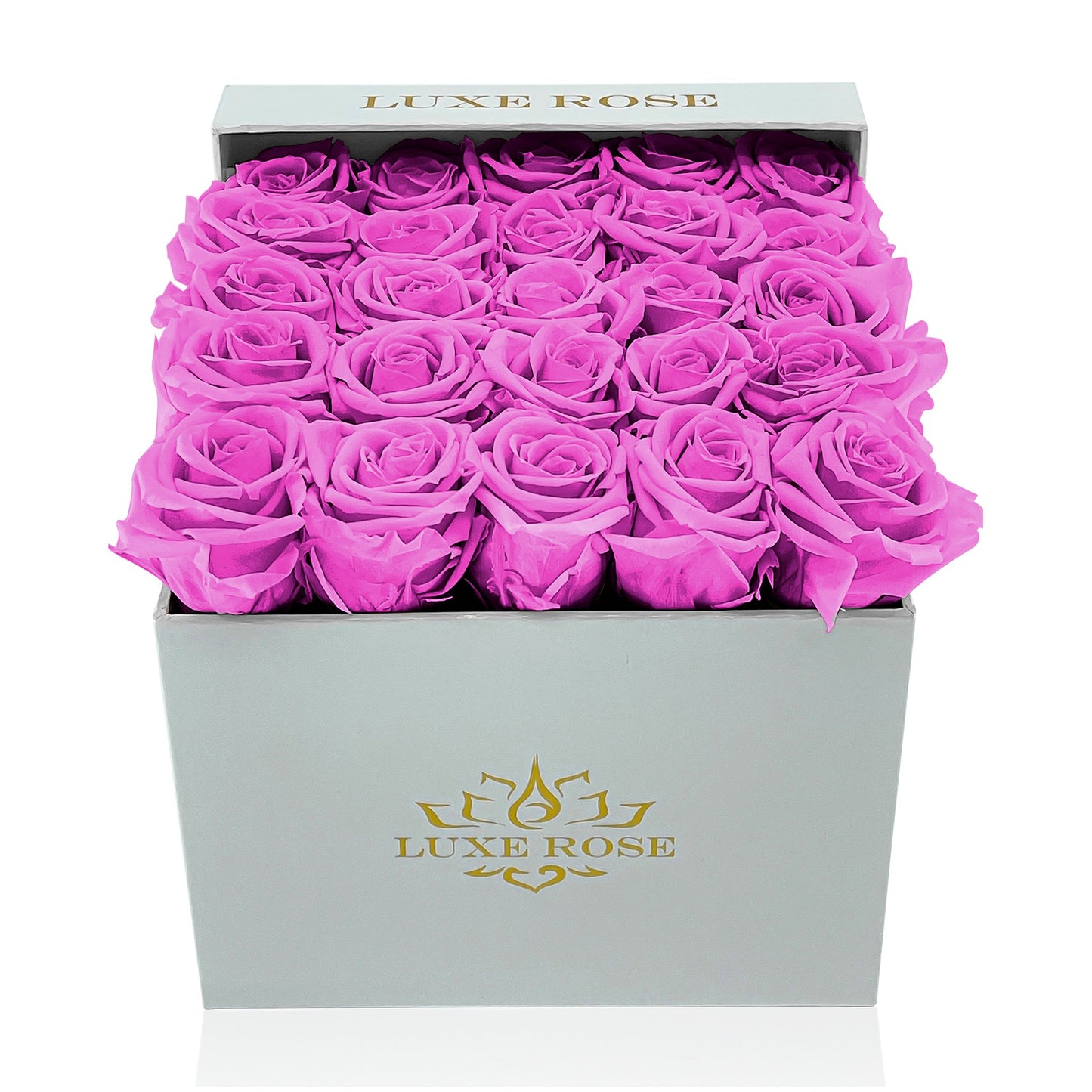 Preserved Roses Small Box | Hot Pink - White - Roses