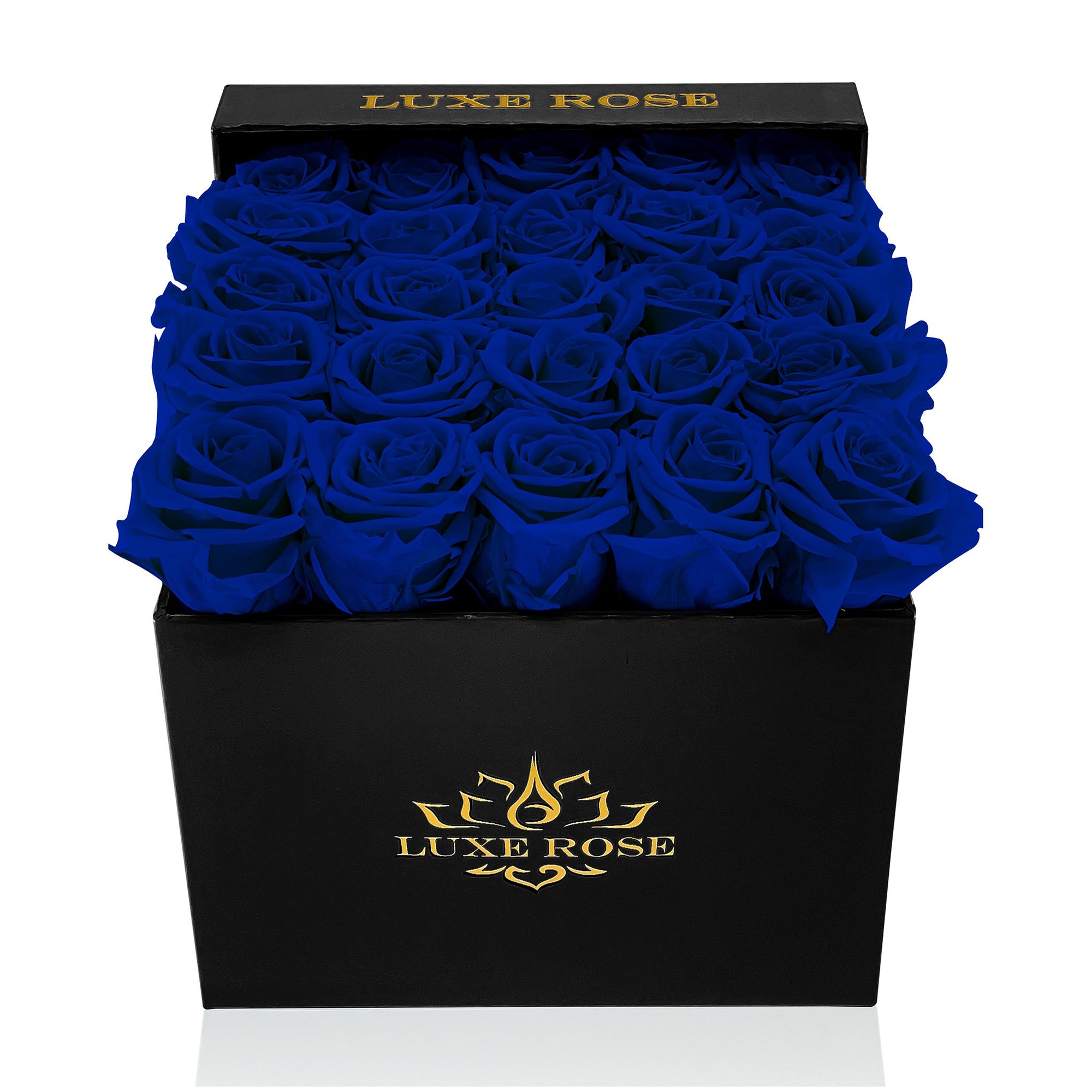 Preserved Roses Small Box | Royal Blue - White - Roses